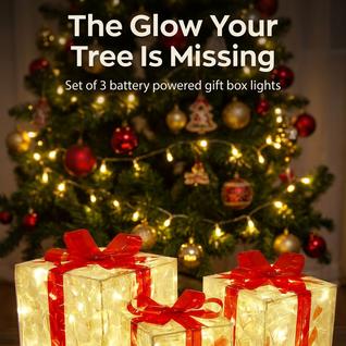 Light-Up Christmas Gift Boxes, Set of 3